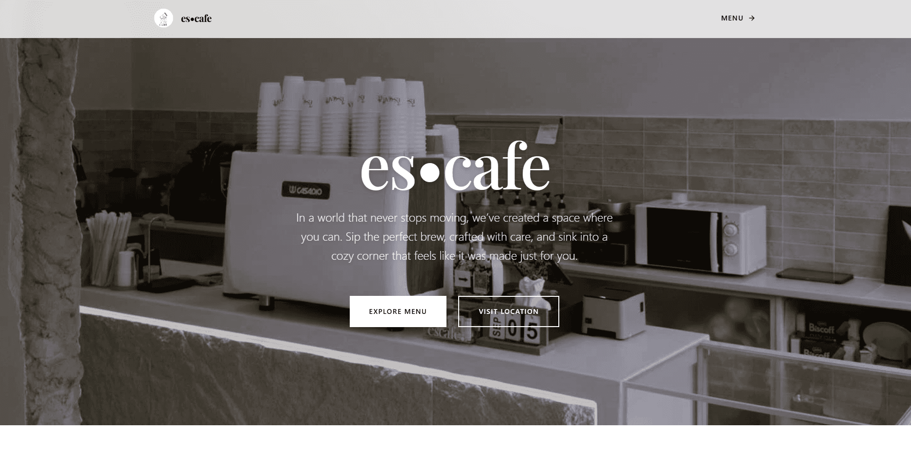 Our cafe landing page