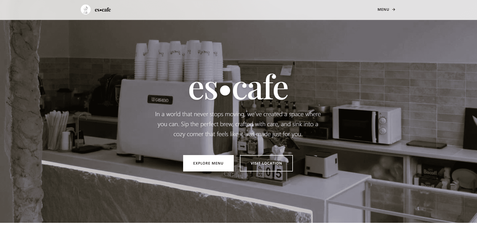 Our cafe landing page